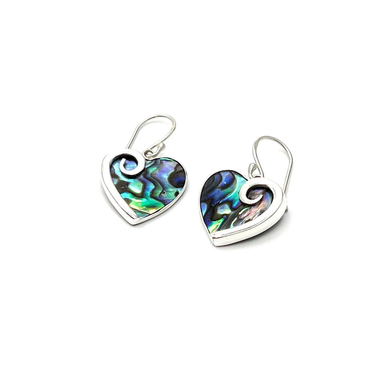 Sterling Silver Heart Abalone Earrings