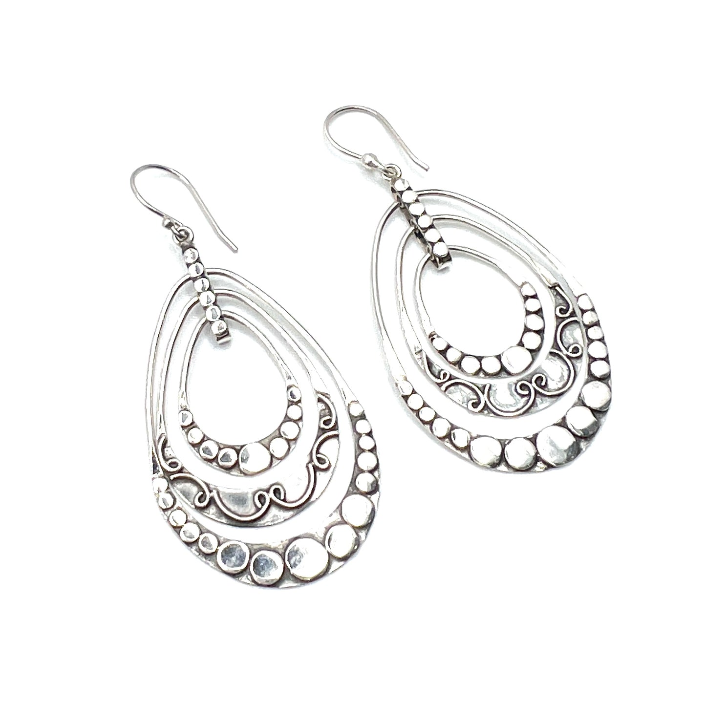 Sterling Silver Triple Dangle Earrings