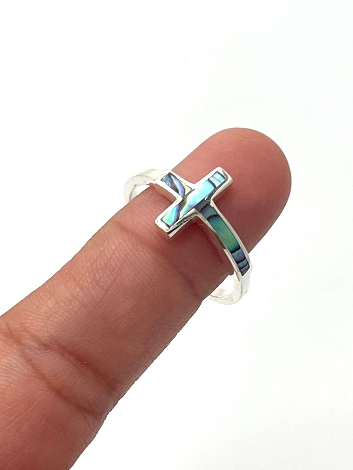 Sterling Silver Shell Cross Ring