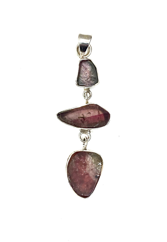 Sliced Watermelon Tourmaline Pendants