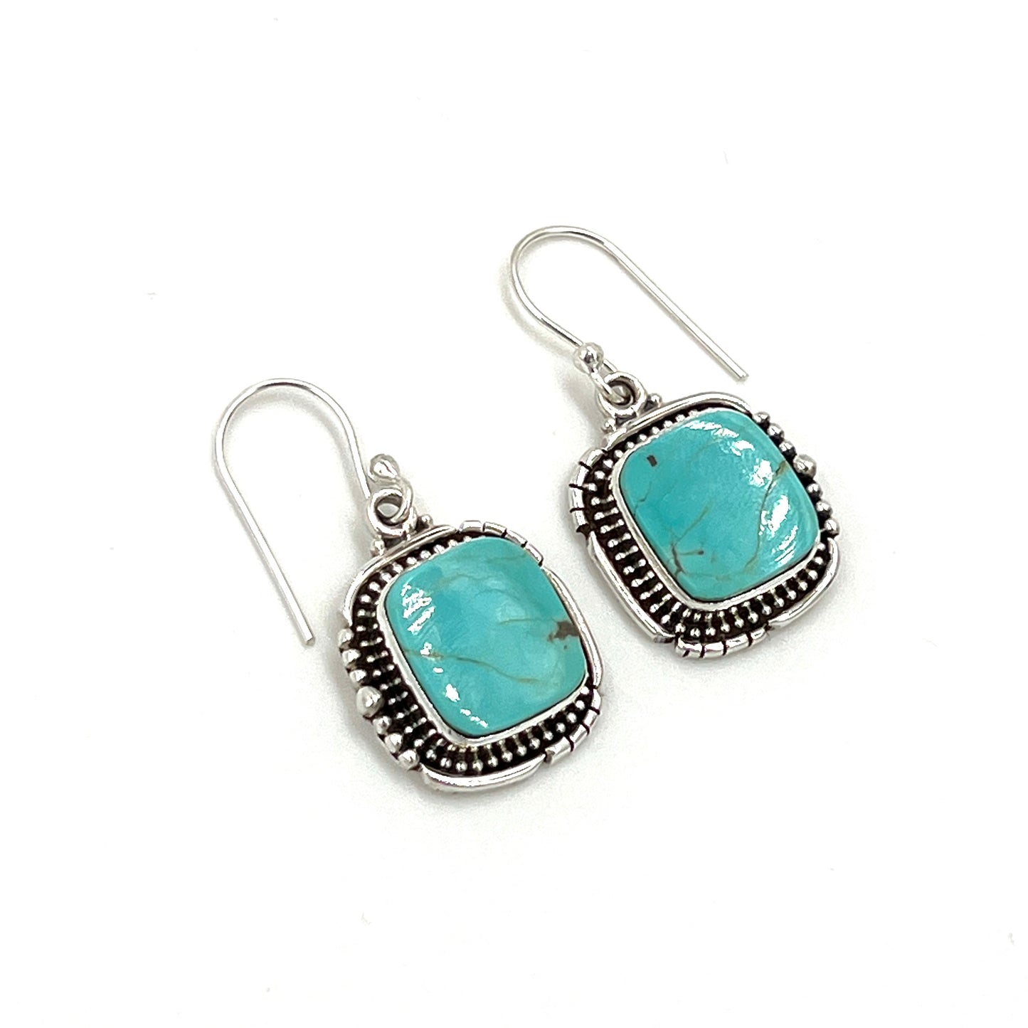 Sterling Silver Turquoise Square Earrings