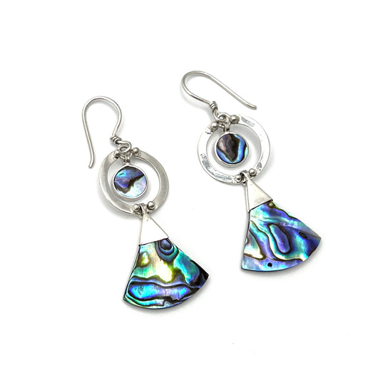 Sterling Silver Fan Abalone Earrings