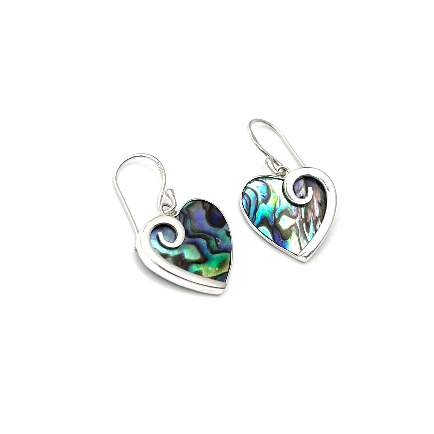 Sterling Silver Heart Abalone Earrings