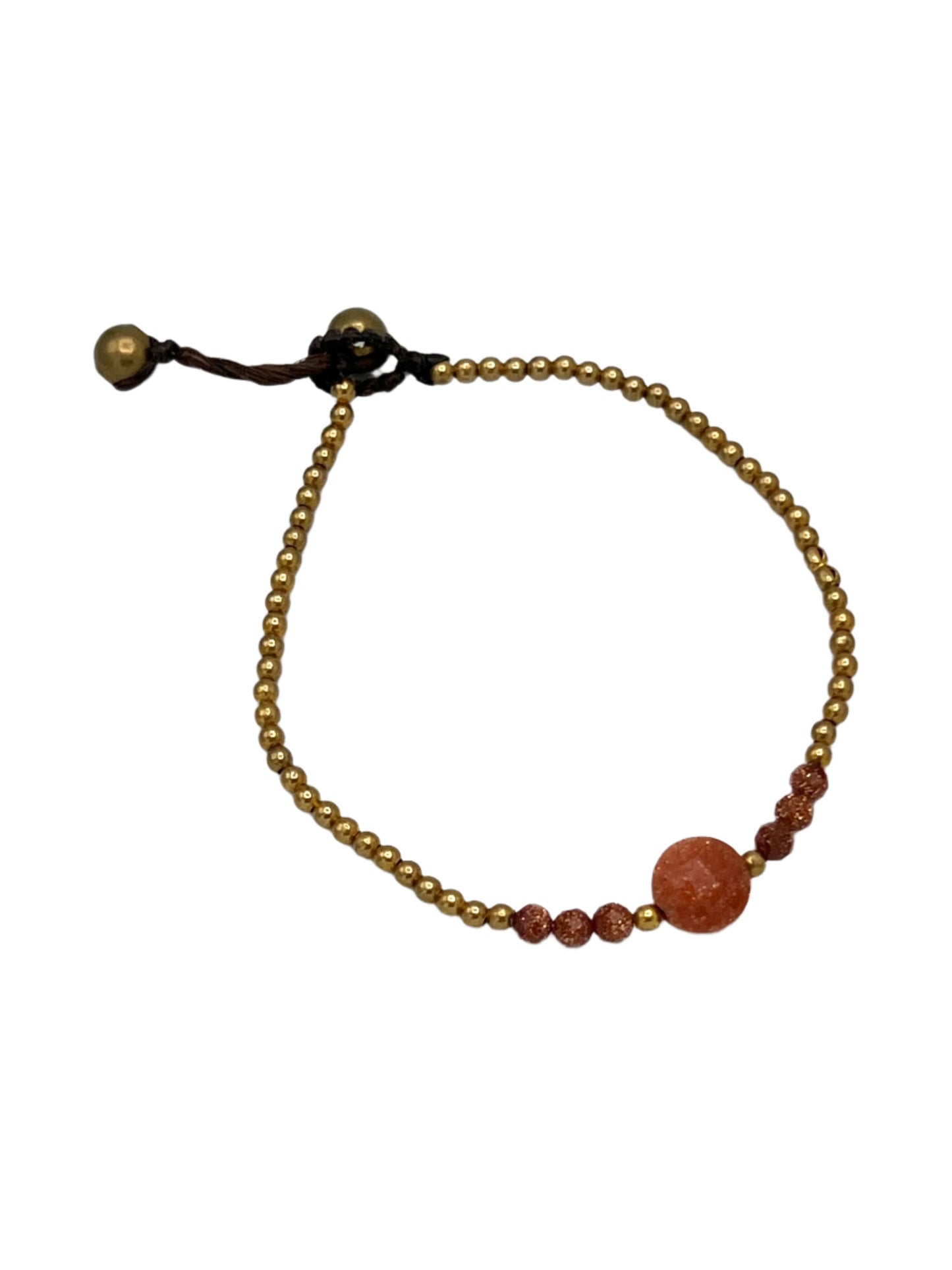 Faceted Round Gemstone Brass Bracelet