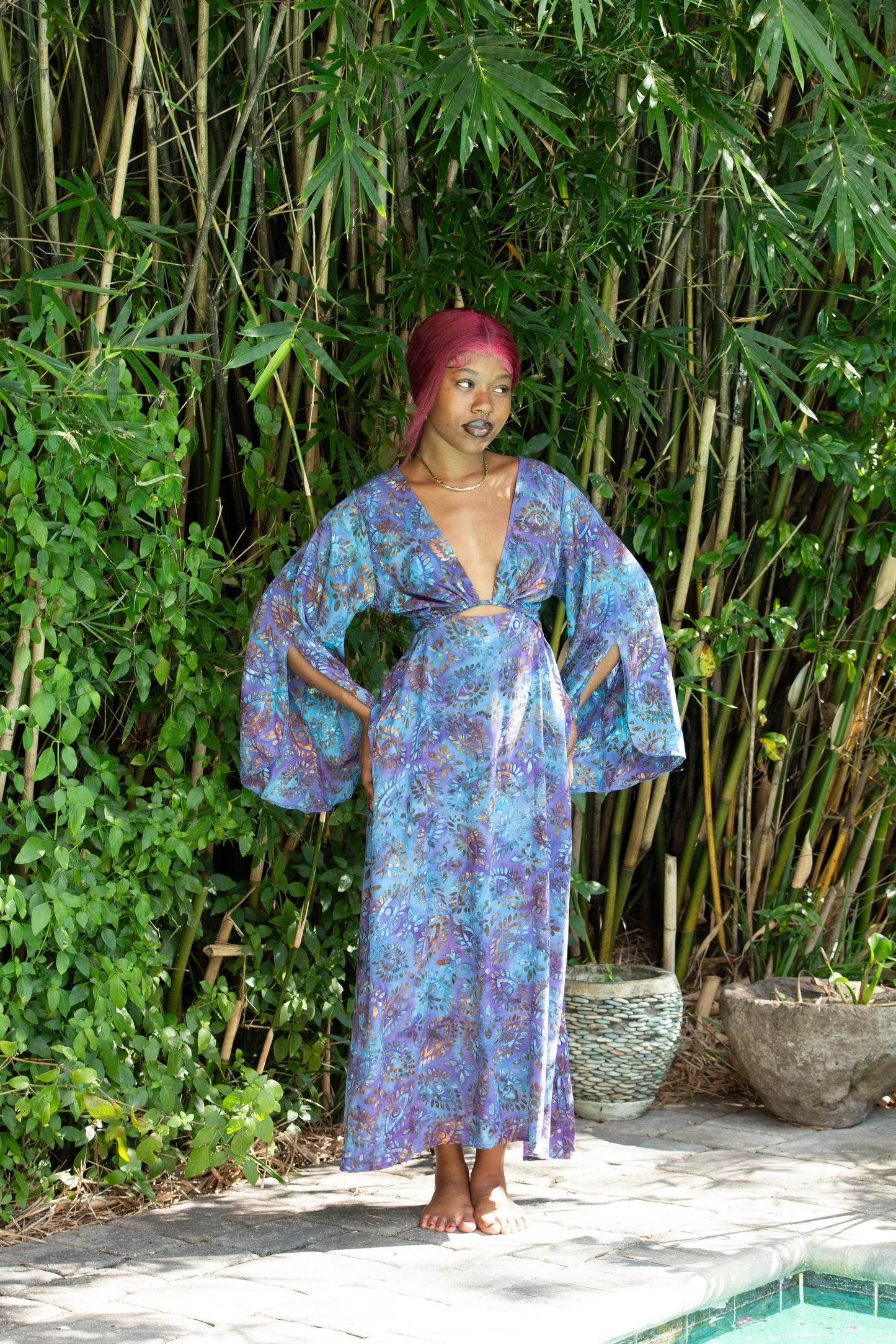 Hand Batiked Keyhole Dress