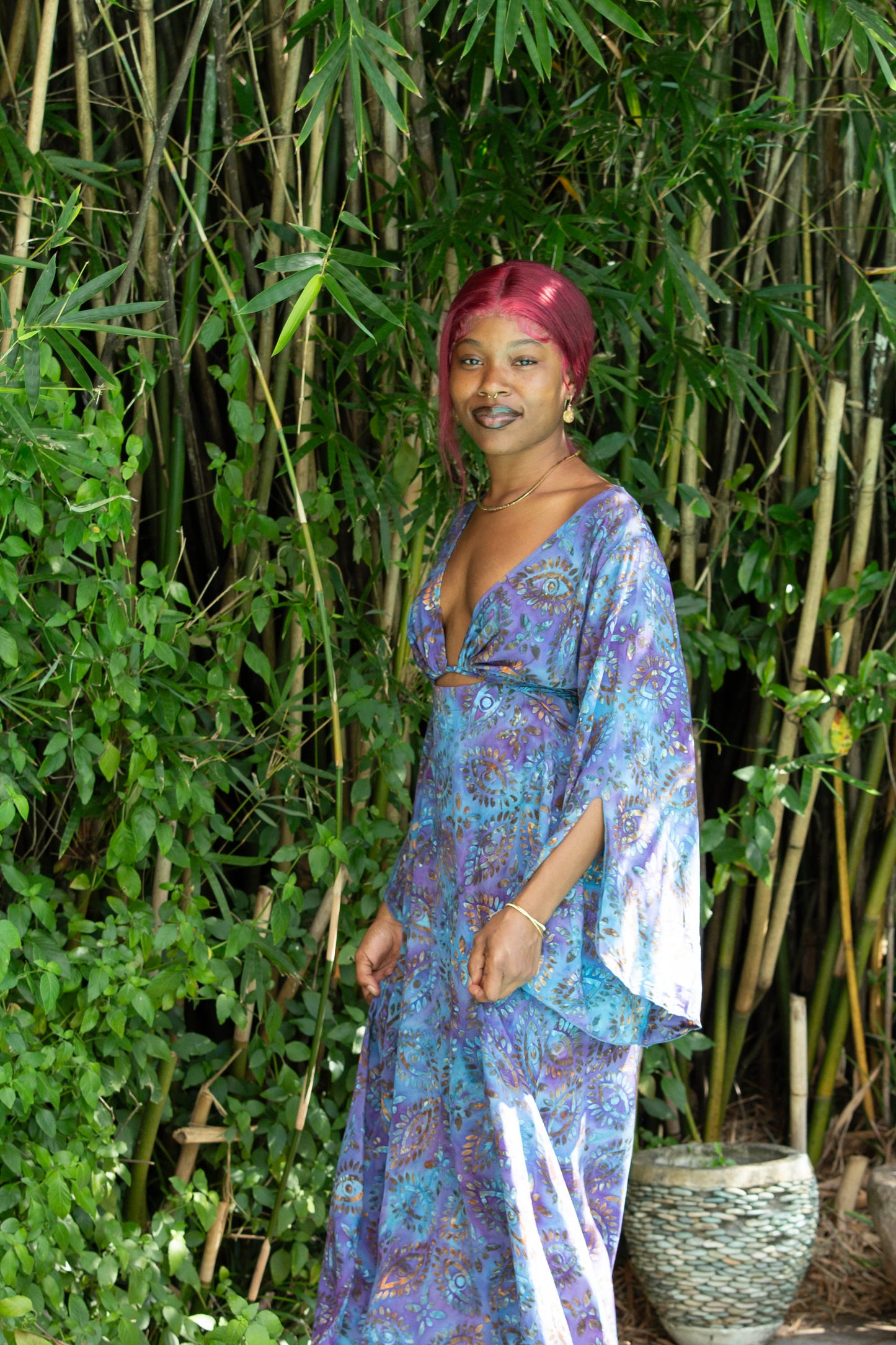 Hand Batiked Keyhole Dress