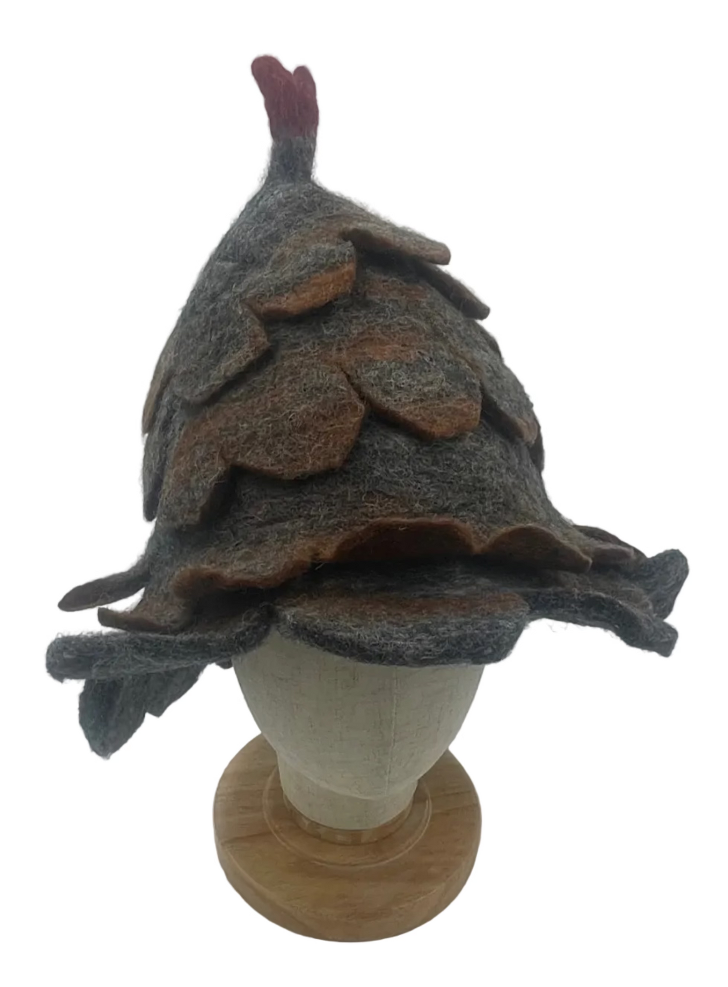 Hand Felted Pinecone Wool Hat