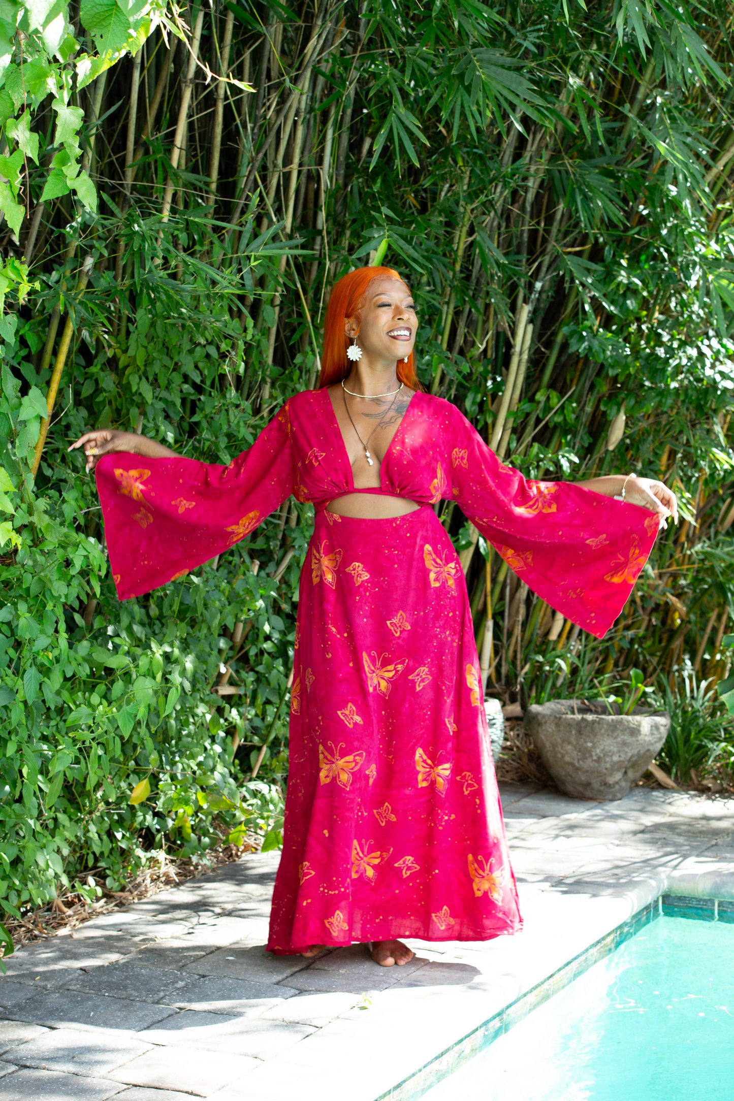 Hand Batiked Keyhole Dress