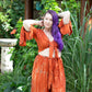 Tie Dyed Striped Rayon Wide Leg Pants