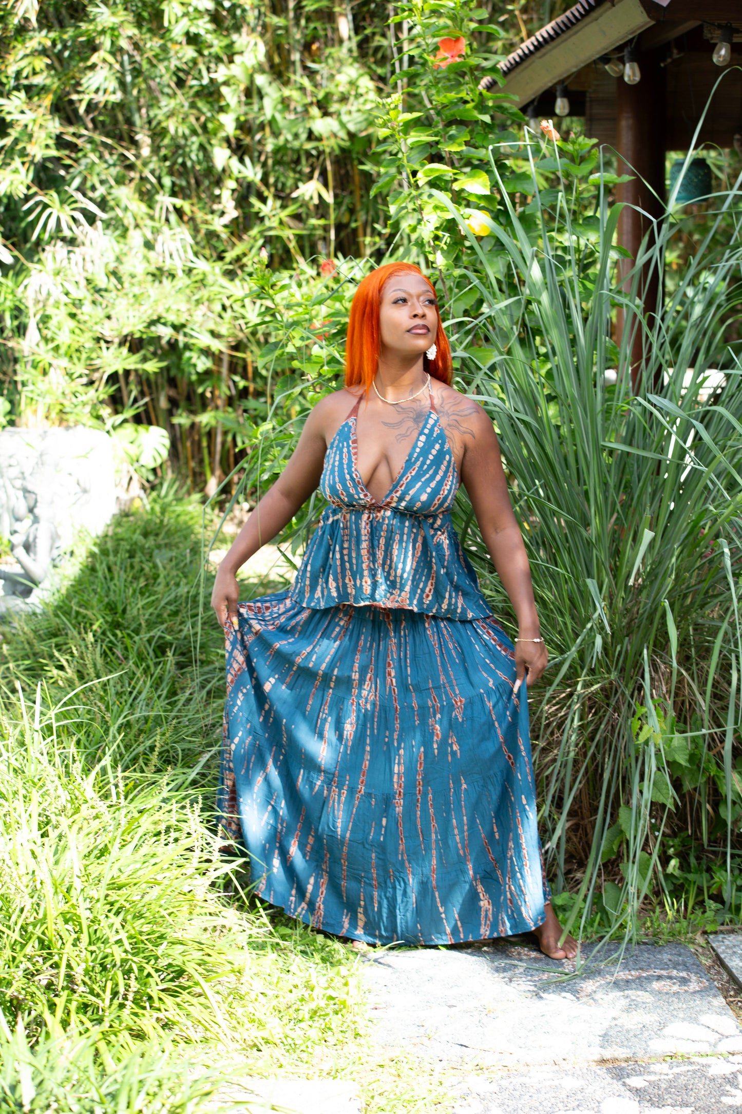 Tie Dyed Striped Corset Top