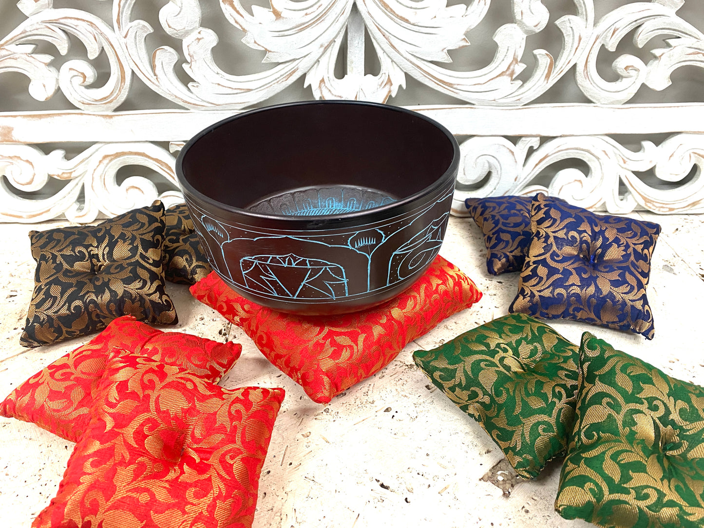 Satin Brocade Singing Bowl Cushions