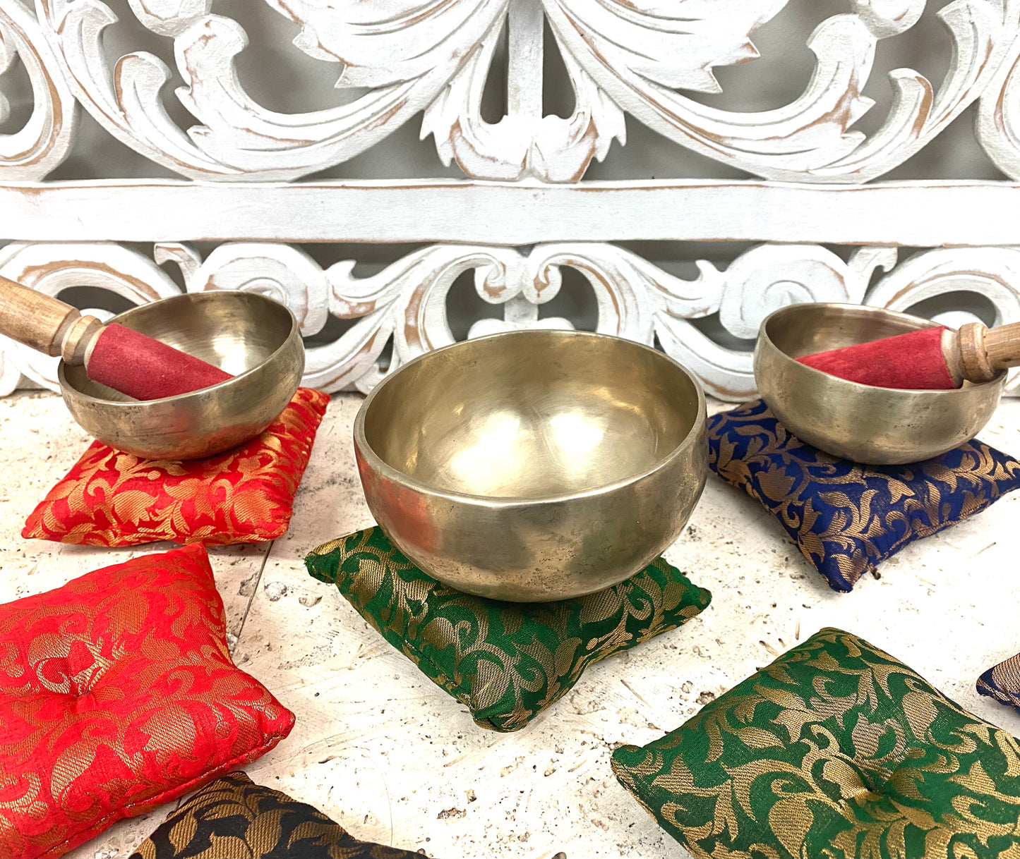 Satin Brocade Singing Bowl Cushions