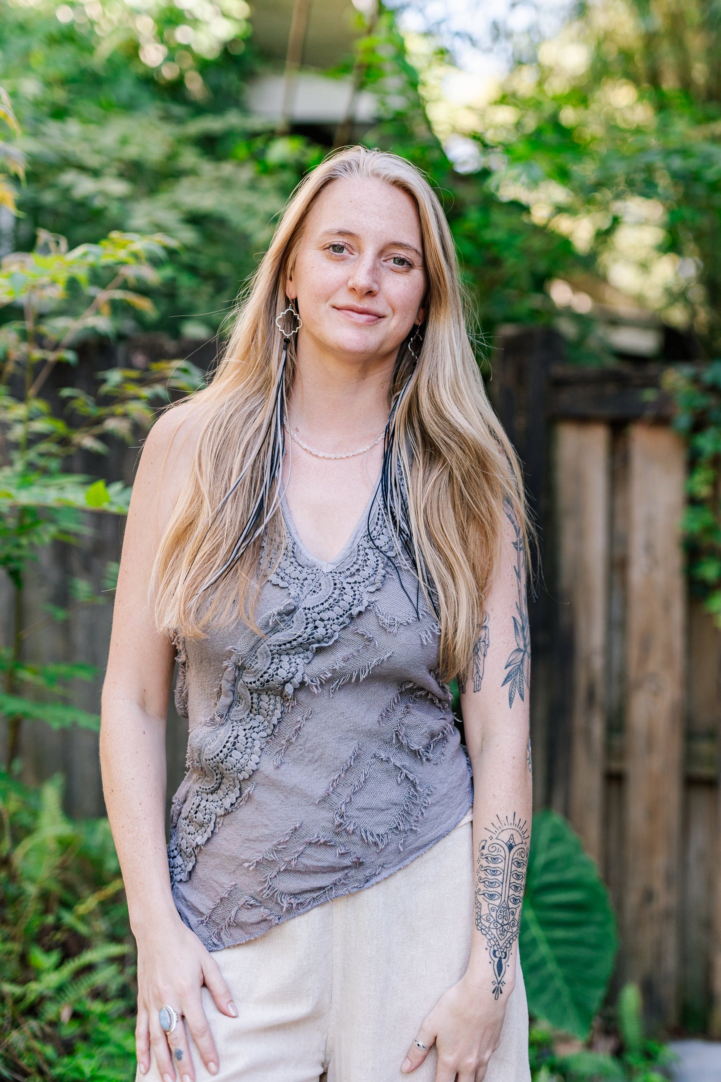 Desert Rose Embroidered Tie Top