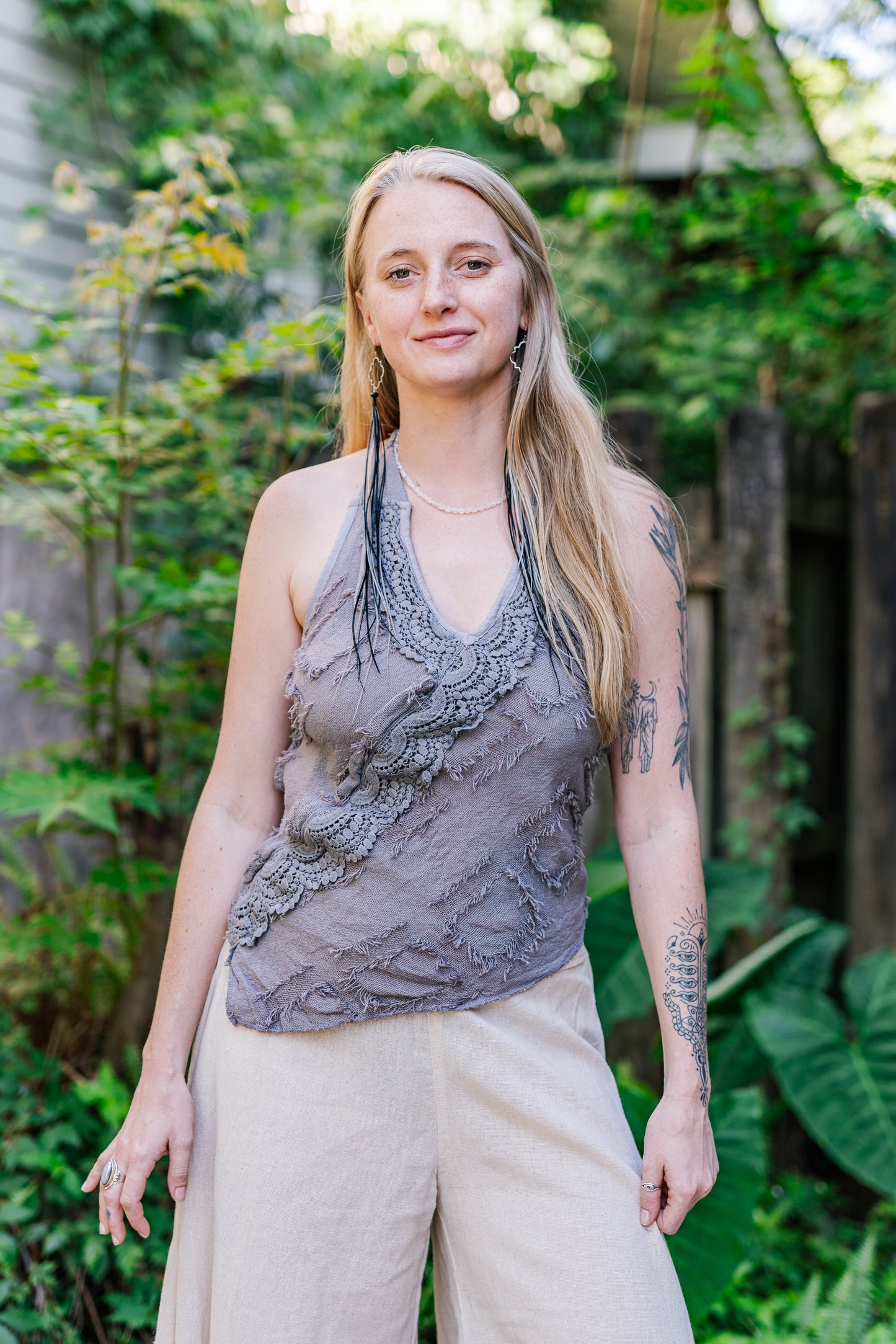 Desert Rose Embroidered Tie Top
