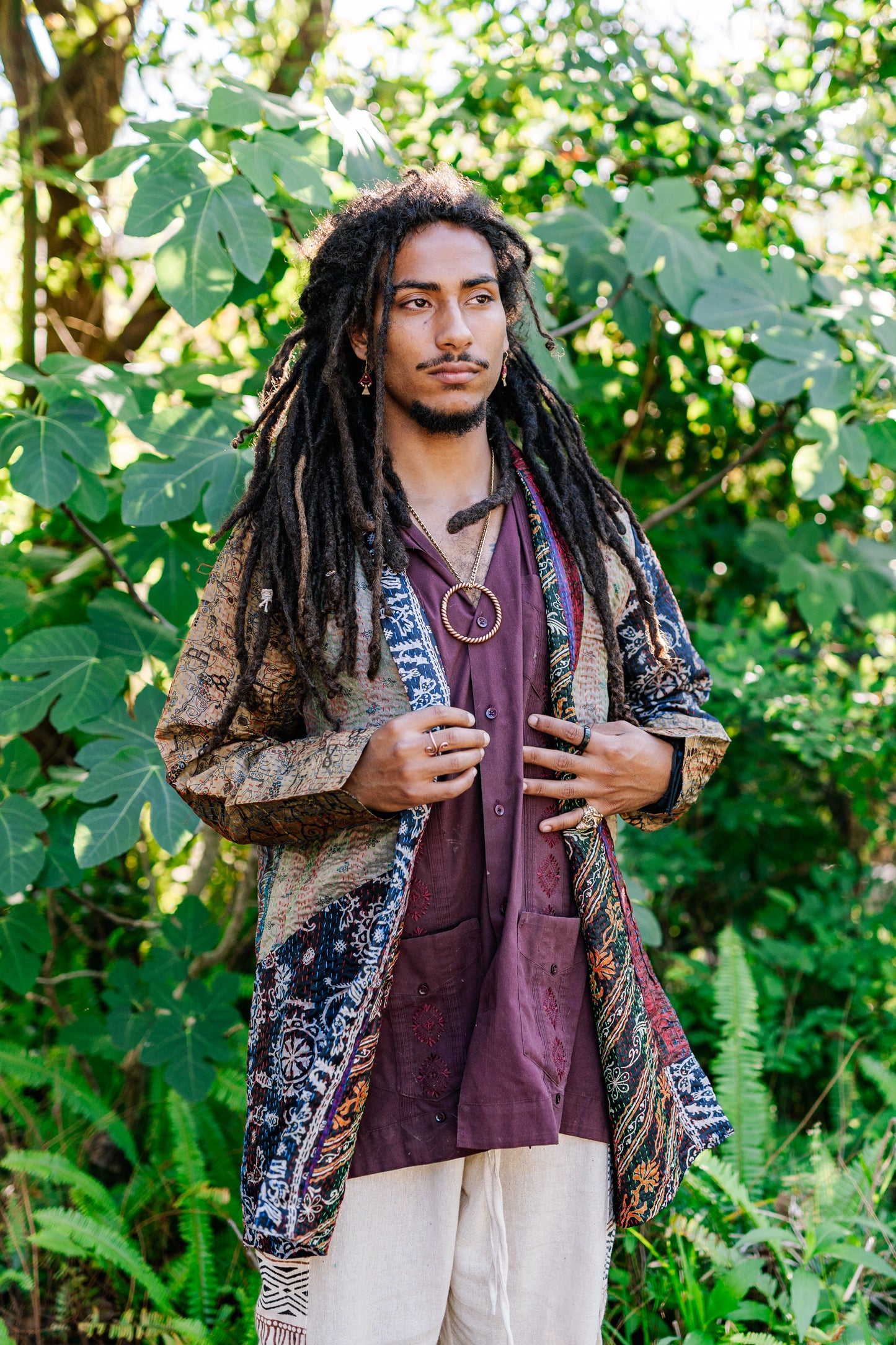 Recycled Sari Kantha Kimono Long Jacket