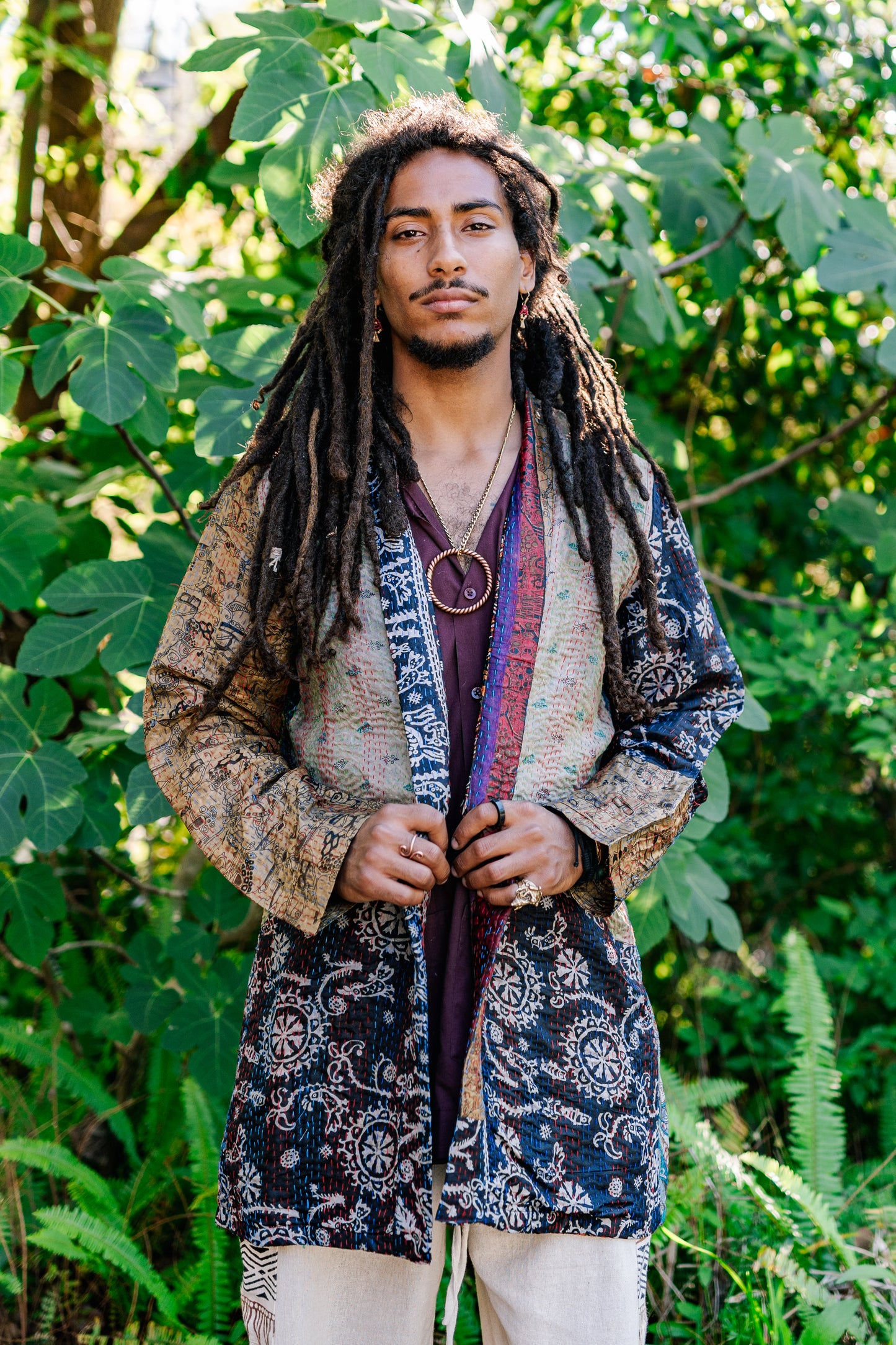 Recycled Sari Kantha Kimono Long Jacket