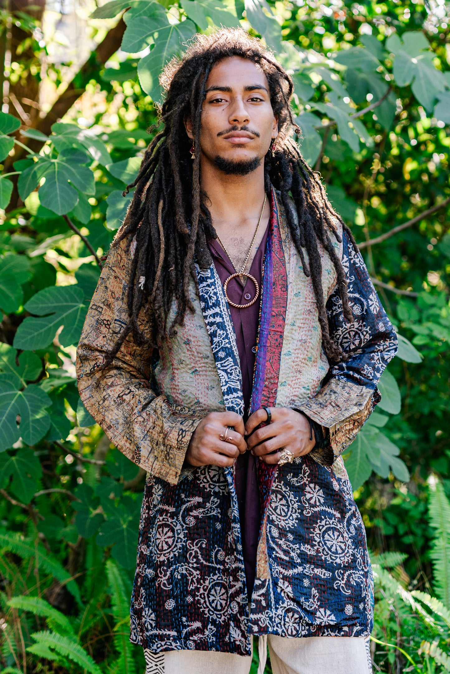 Recycled Sari Kantha Kimono Long Jacket