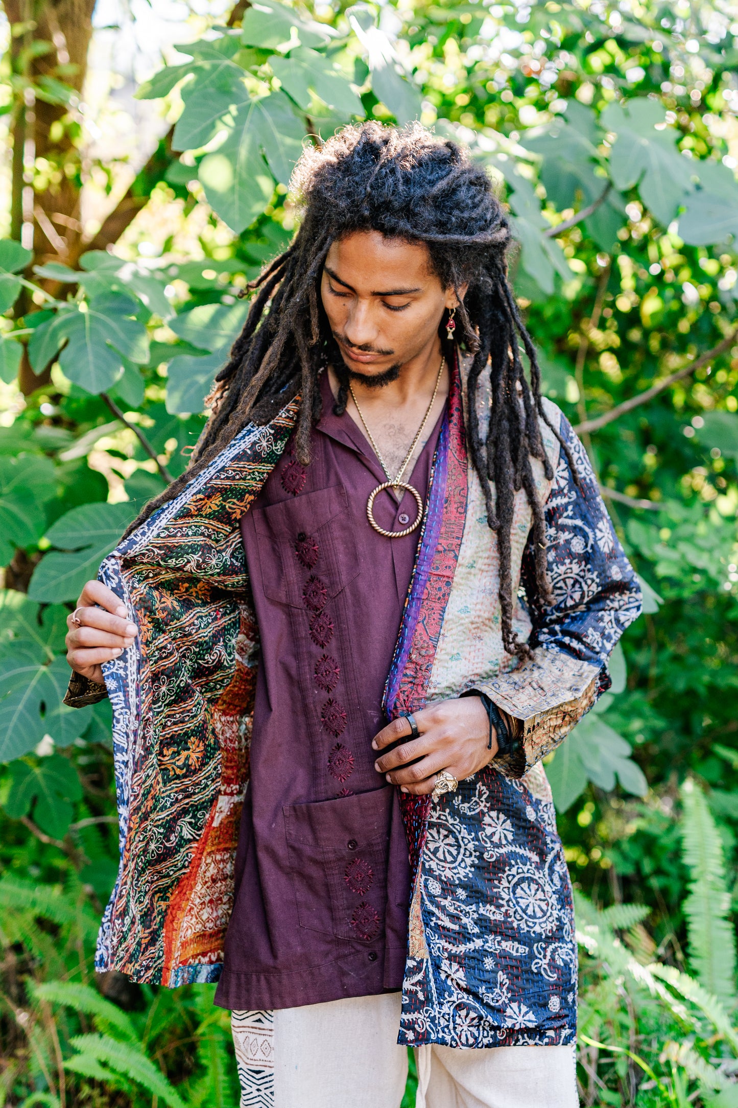 Recycled Sari Kantha Kimono Long Jacket