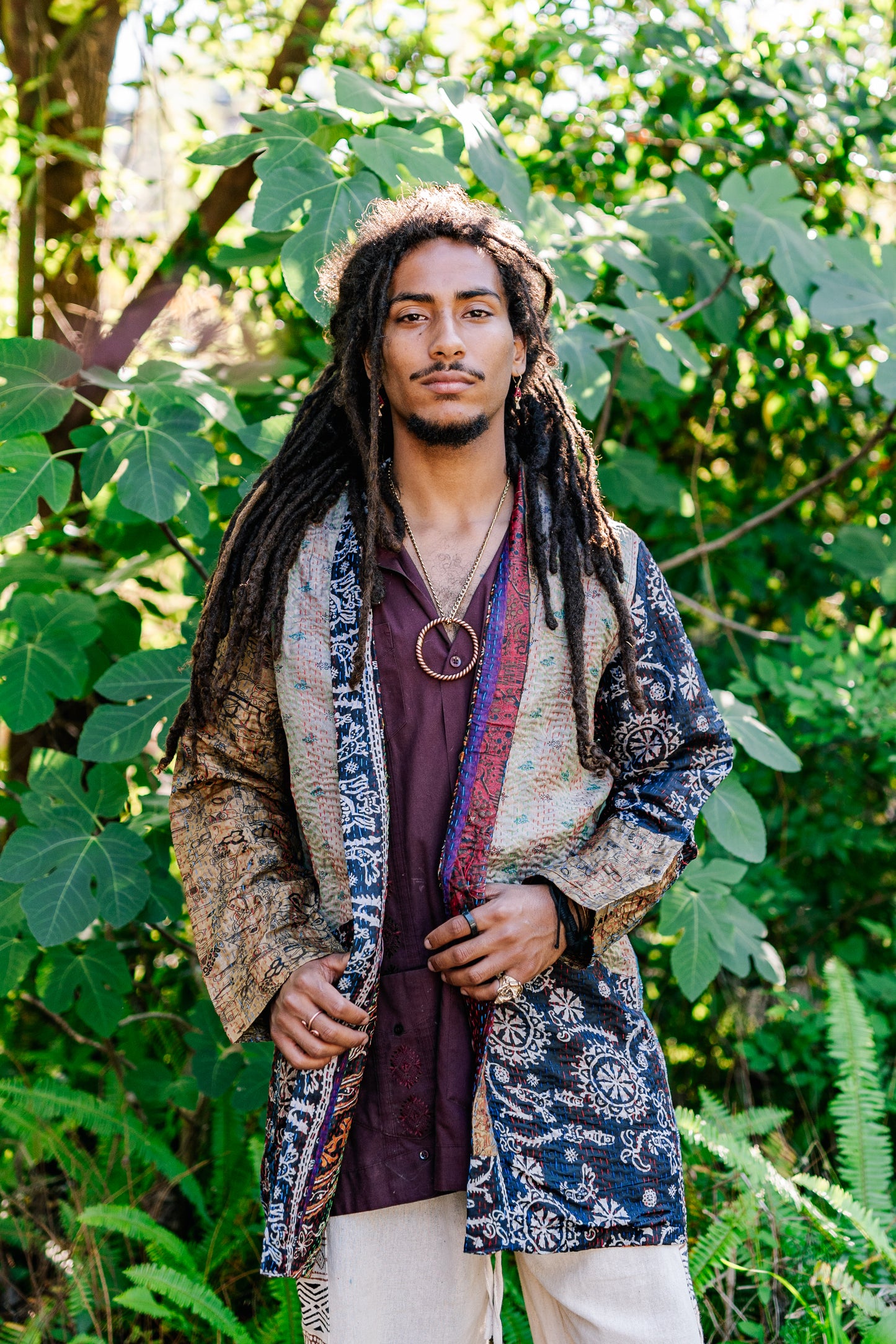 Recycled Sari Kantha Kimono Long Jacket