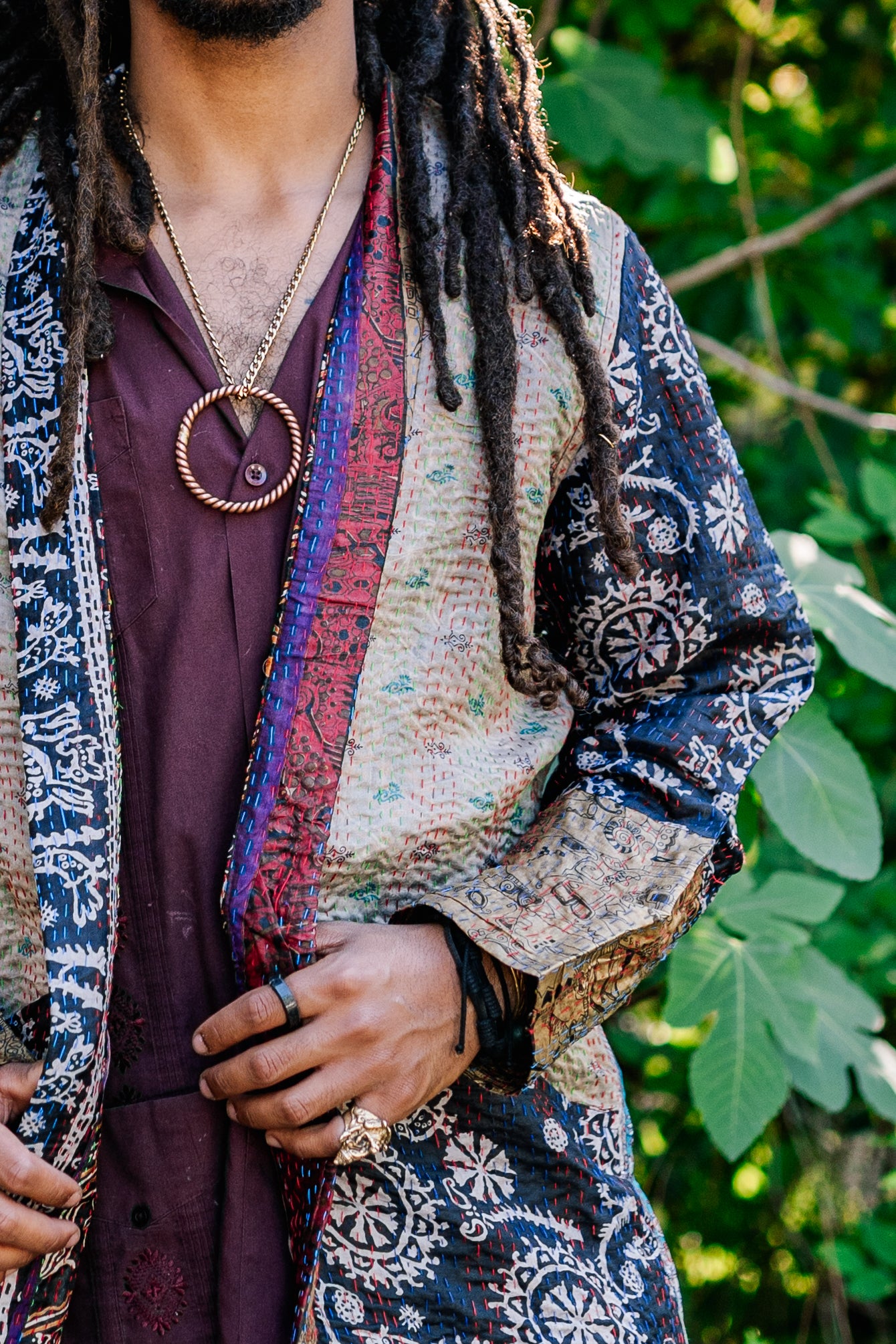 Recycled Sari Kantha Kimono Long Jacket