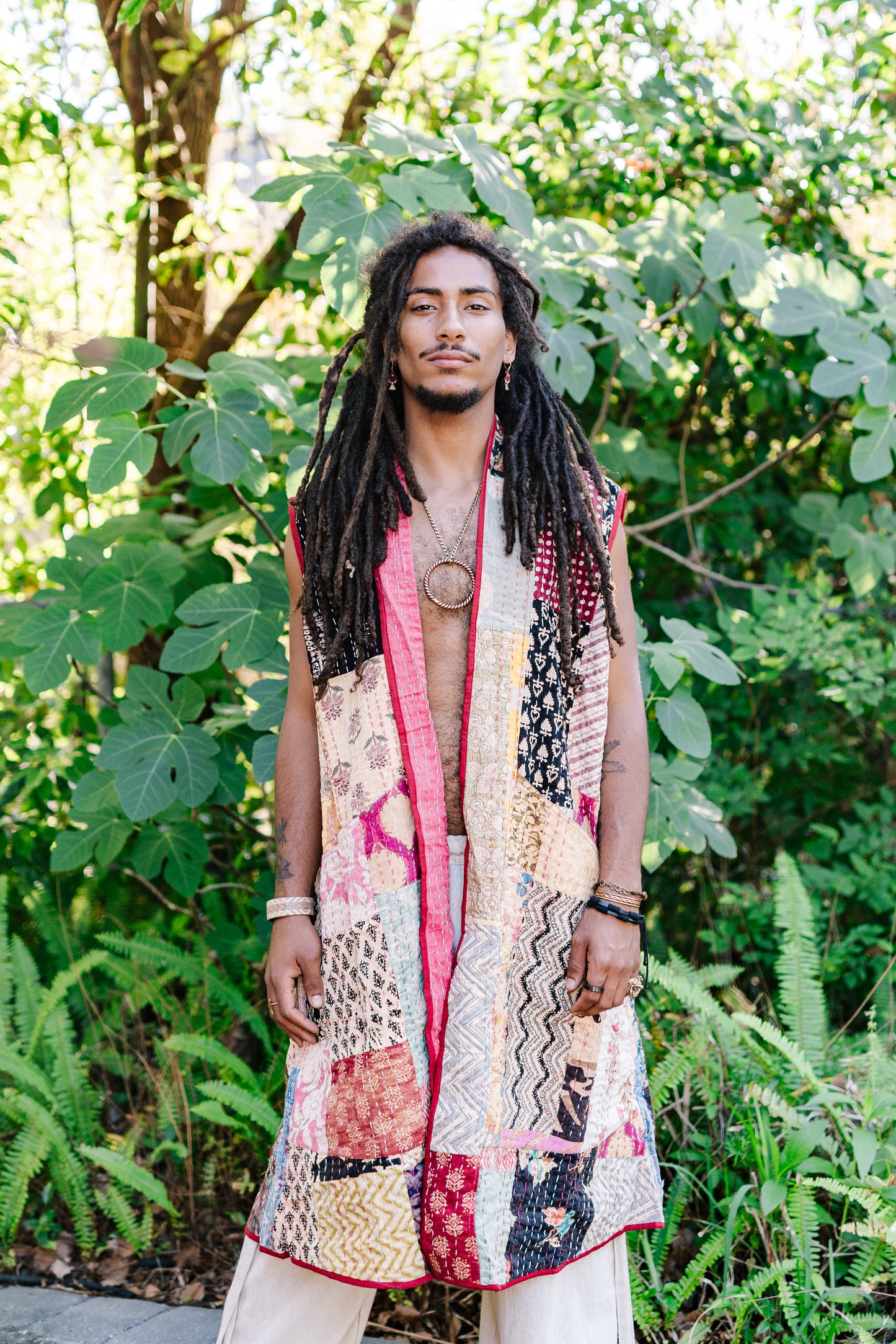 Recycled Sari Kantha Sleeveless Kimono Jacket