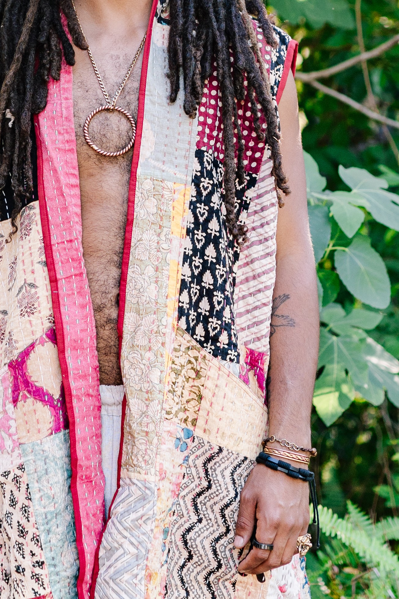 Recycled Sari Kantha Sleeveless Kimono Jacket