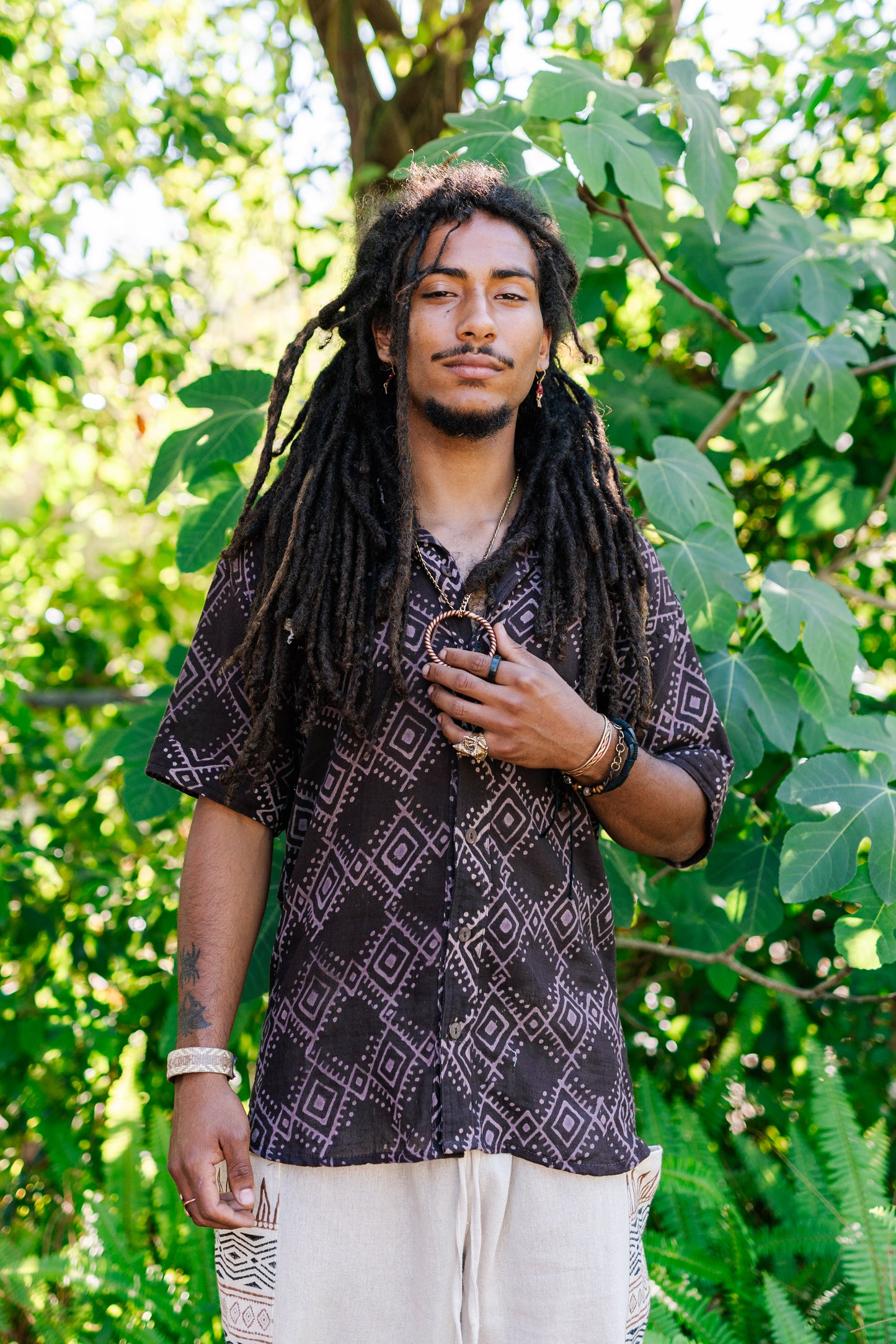 Desert Rose Block Print Button Shirts
