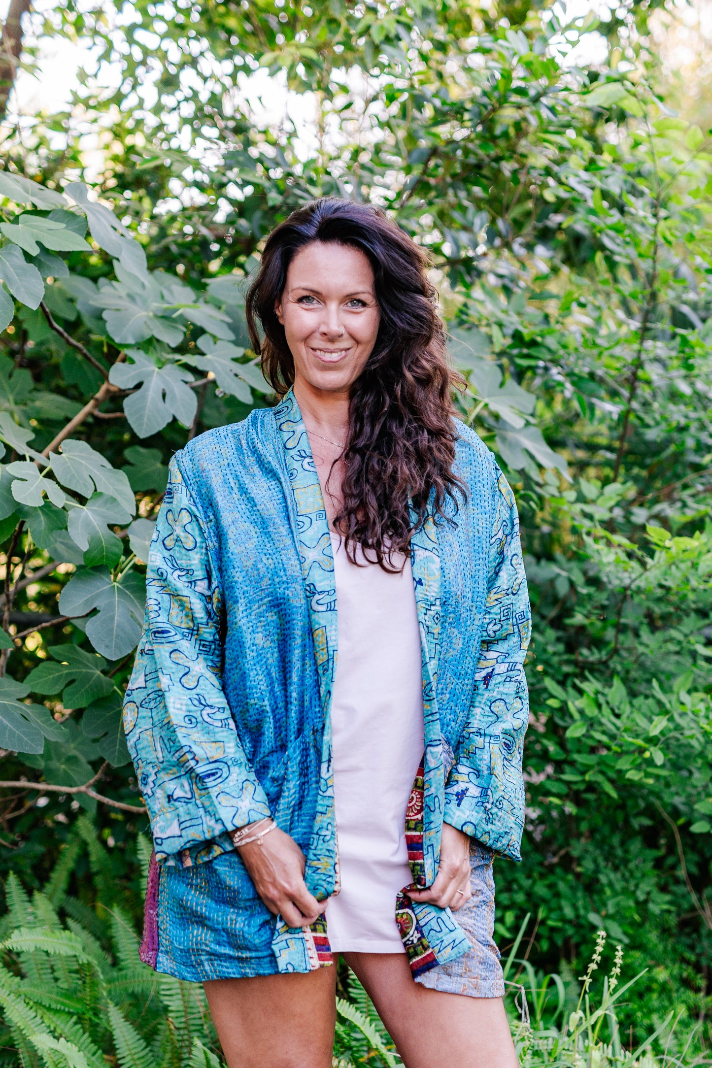 Recycled Sari Kantha Kimono Long Jacket