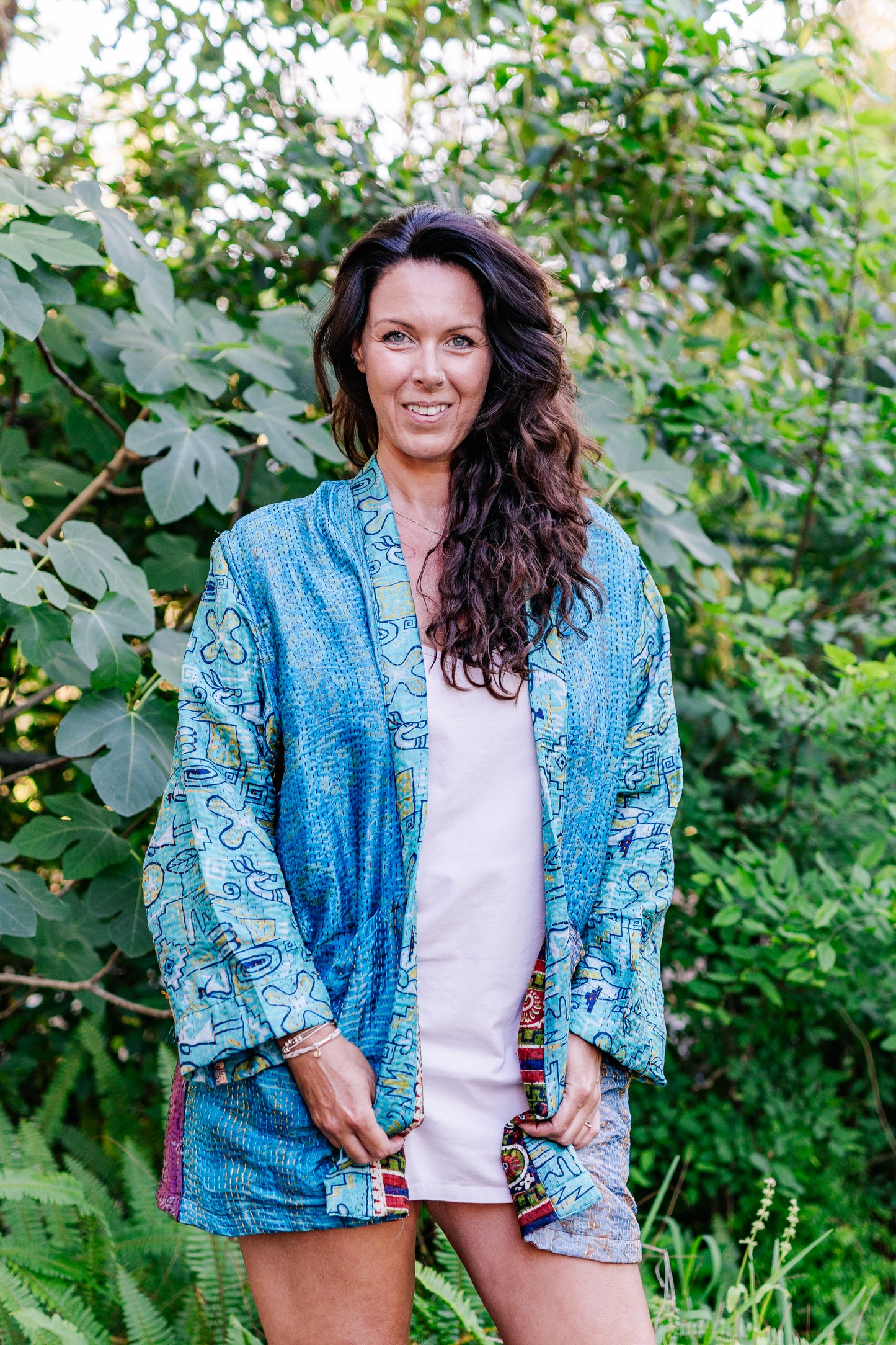 Recycled Sari Kantha Kimono Long Jacket