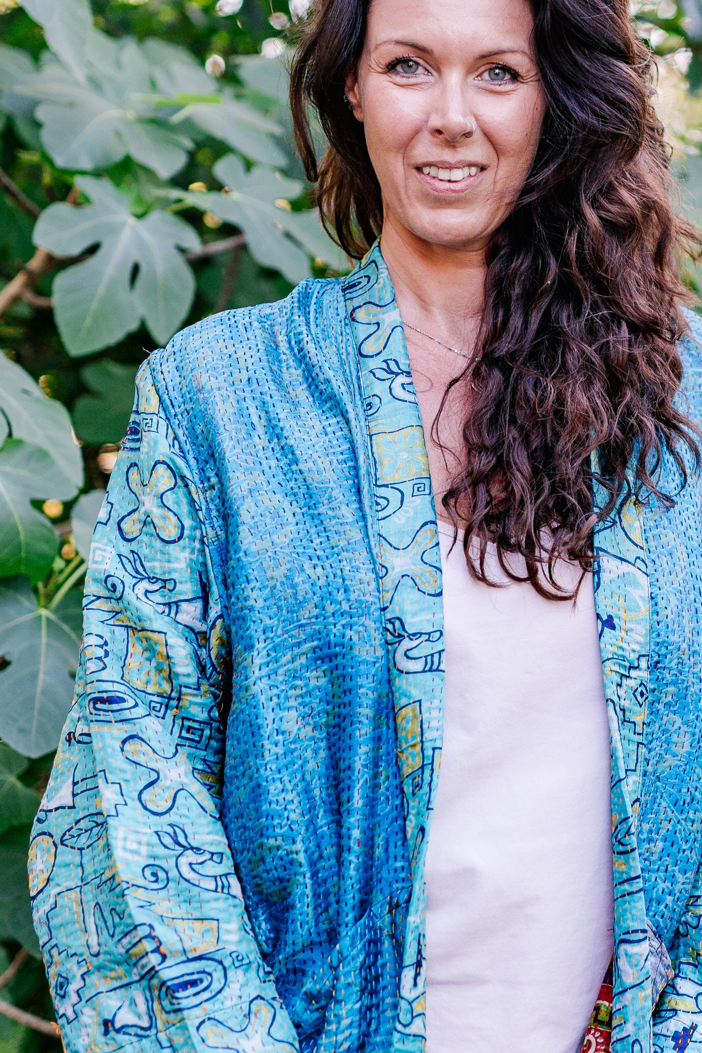 Recycled Sari Kantha Kimono Long Jacket