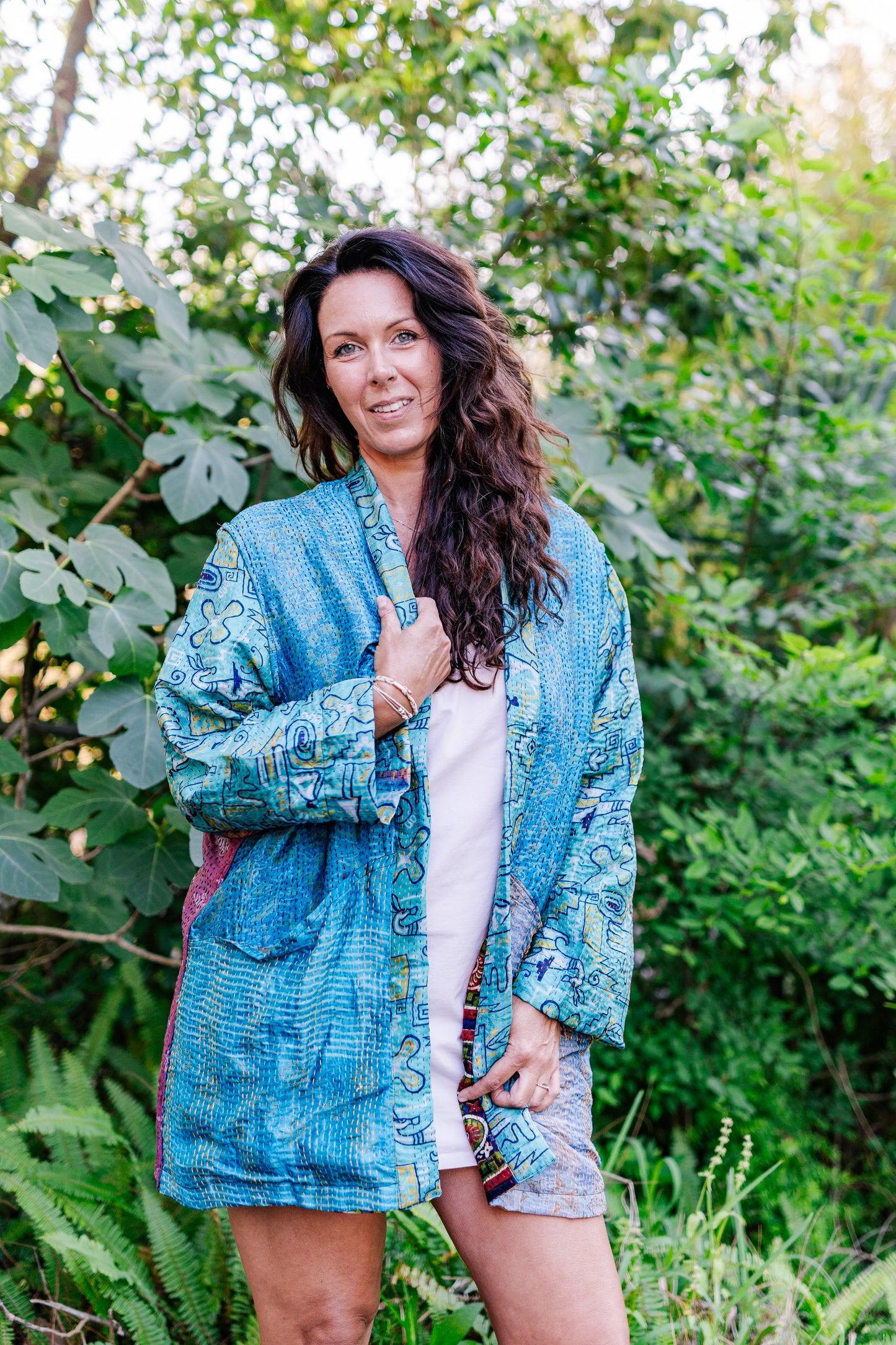 Recycled Sari Kantha Kimono Long Jacket
