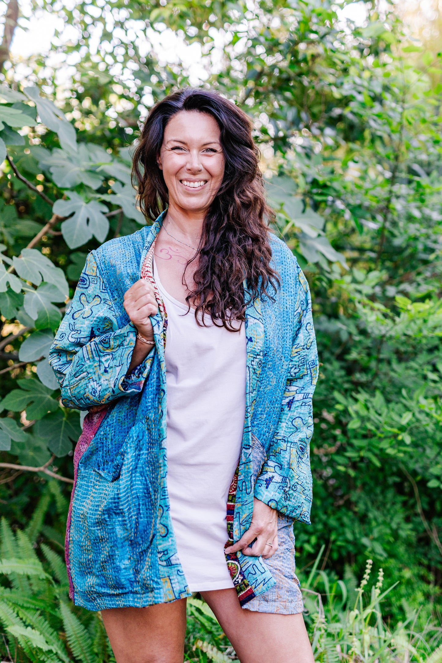 Recycled Sari Kantha Kimono Long Jacket