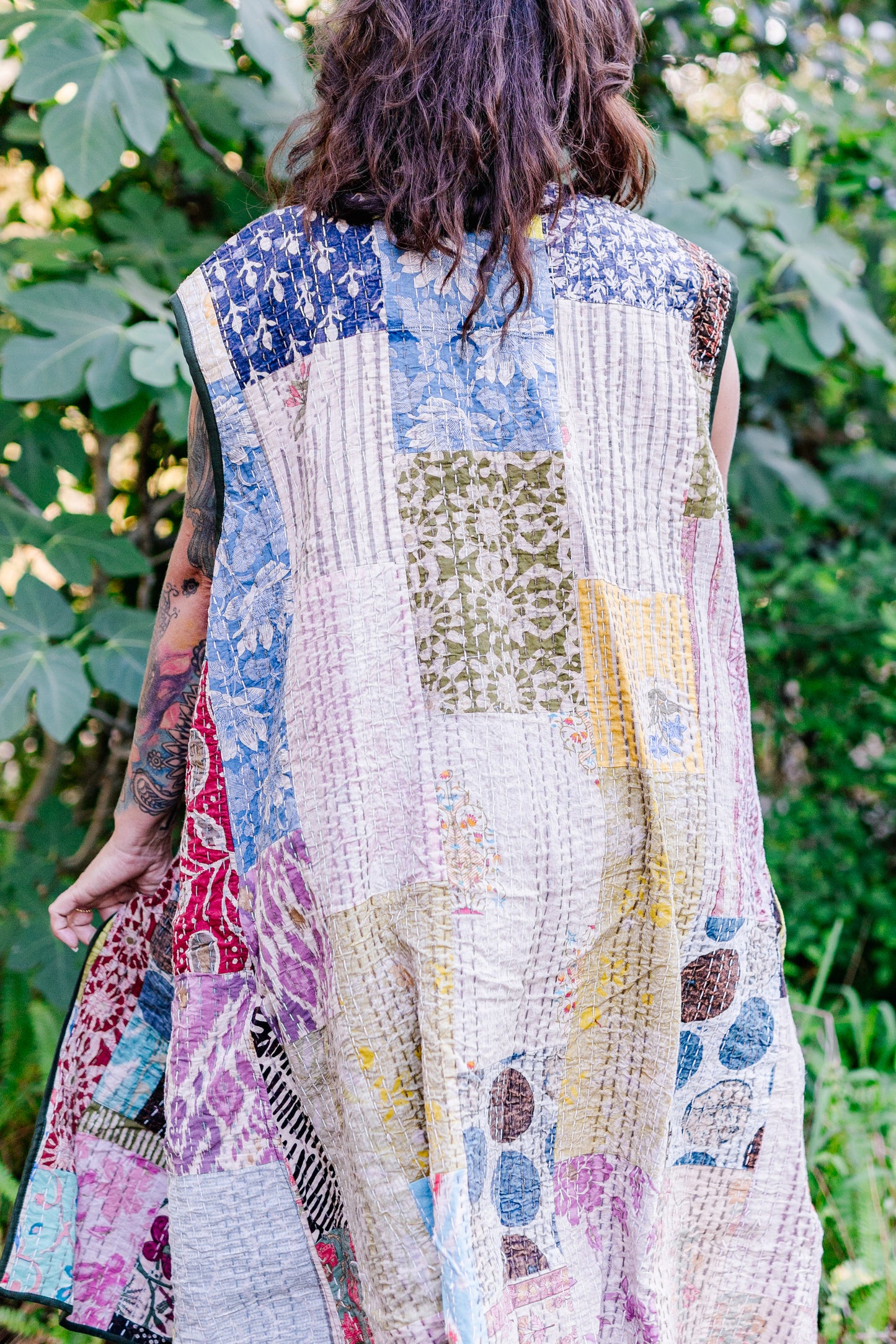 Recycled Sari Kantha Sleeveless Kimono Jacket