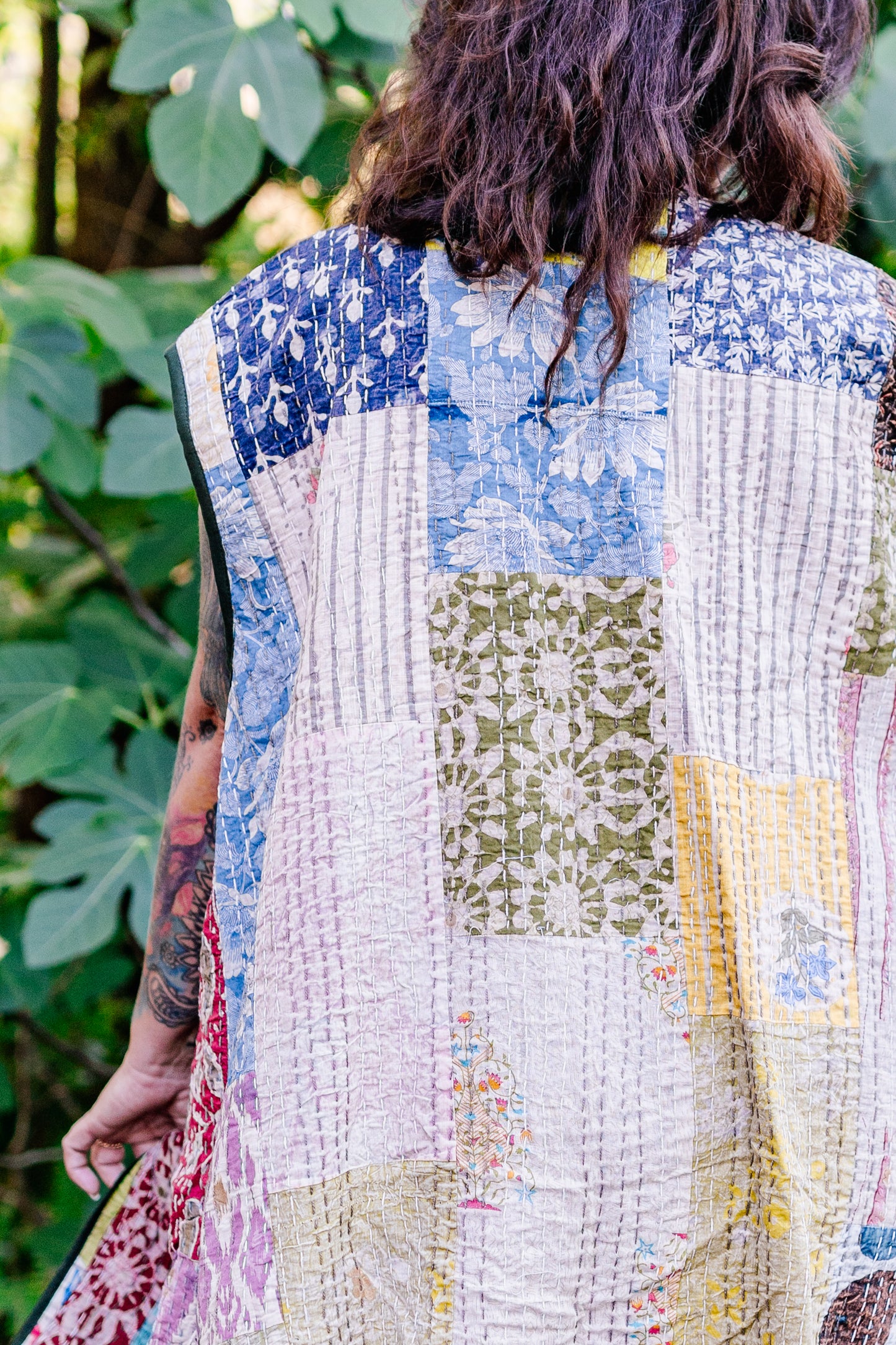 Recycled Sari Kantha Sleeveless Kimono Jacket