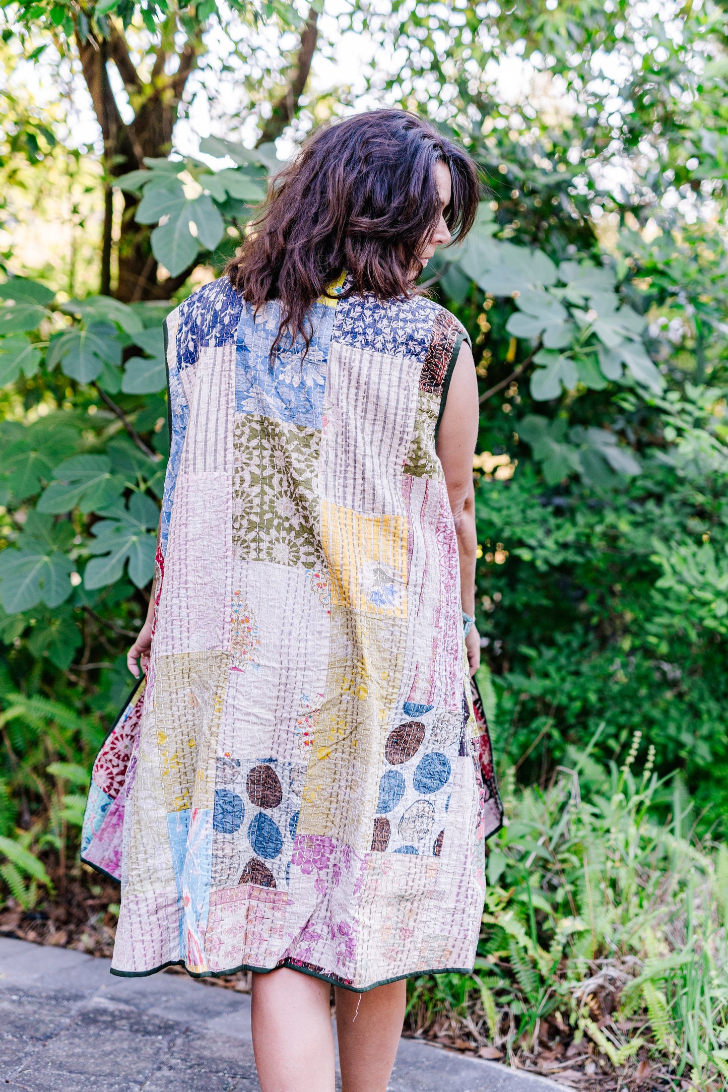 Recycled Sari Kantha Sleeveless Kimono Jacket