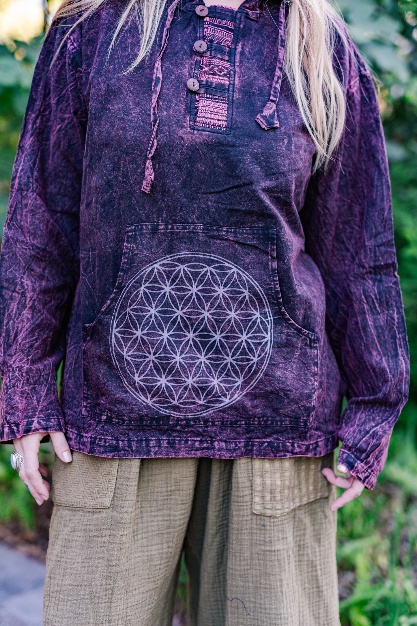 Stonewashed Flower of Life Hoodie