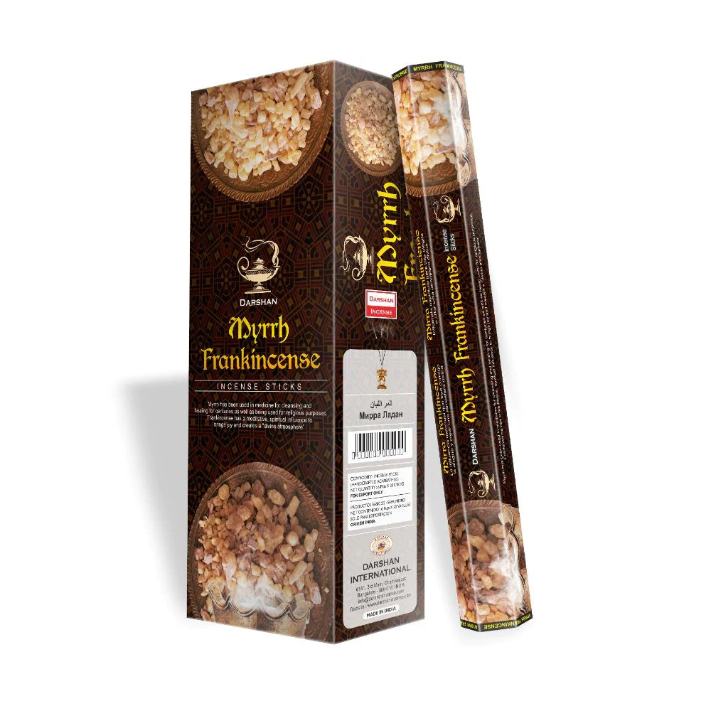 Darshan Myrrh Frankincense Incense 20 Hex Pack