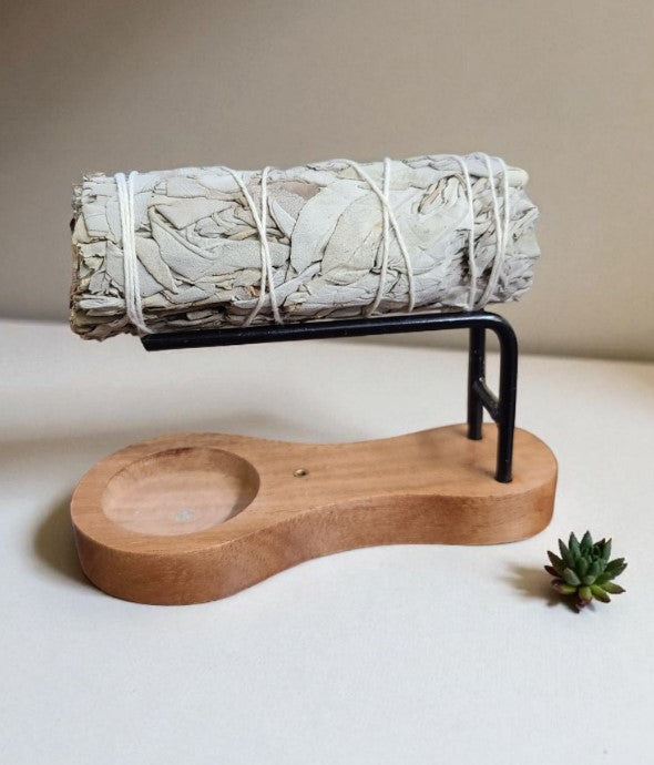 3-in-1 Wooden Sage Burner, Candle Holder & Incense Burner