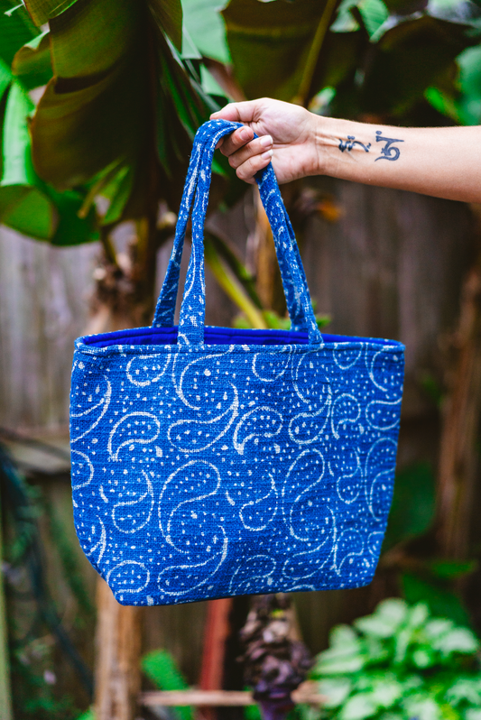 Indigo Block Print Market Bag