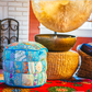 Large Rajasthani Patchwork Fabric Ottoman | 10 Colors