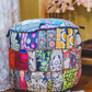 Large Rajasthani Patchwork Fabric Ottoman | 10 Colors