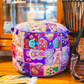 Large Rajasthani Patchwork Fabric Ottoman | 10 Colors