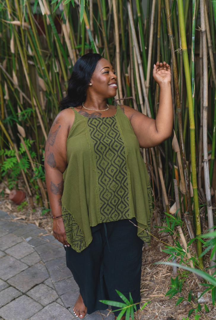 Desert Rose Block Print Flared Top