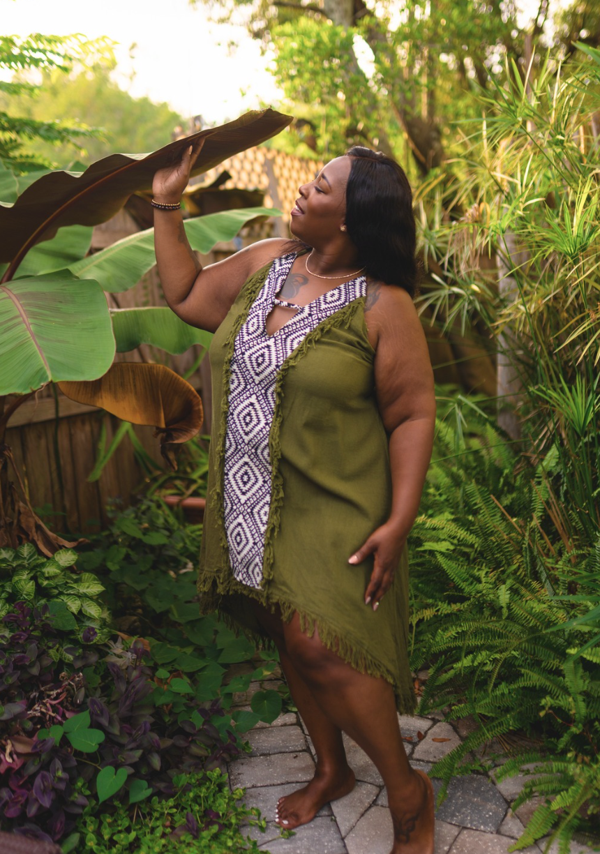 Desert Rose Print Fringe Dress