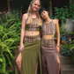 Desert Rose Block Print Maxi Skirt