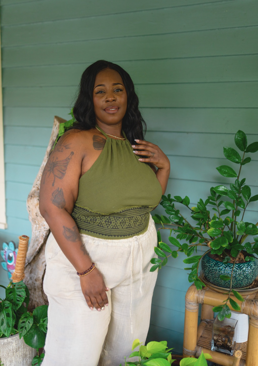 Desert Rose Block Print Halter Top