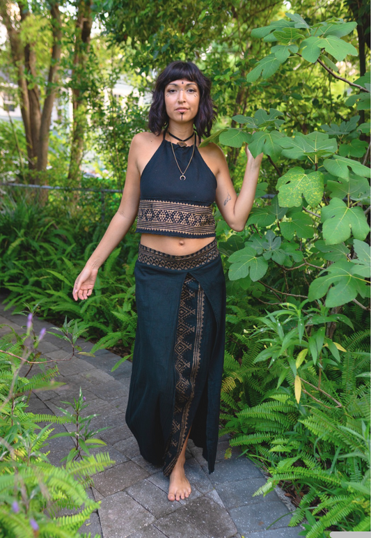 Desert Rose Block Print Open Skirt