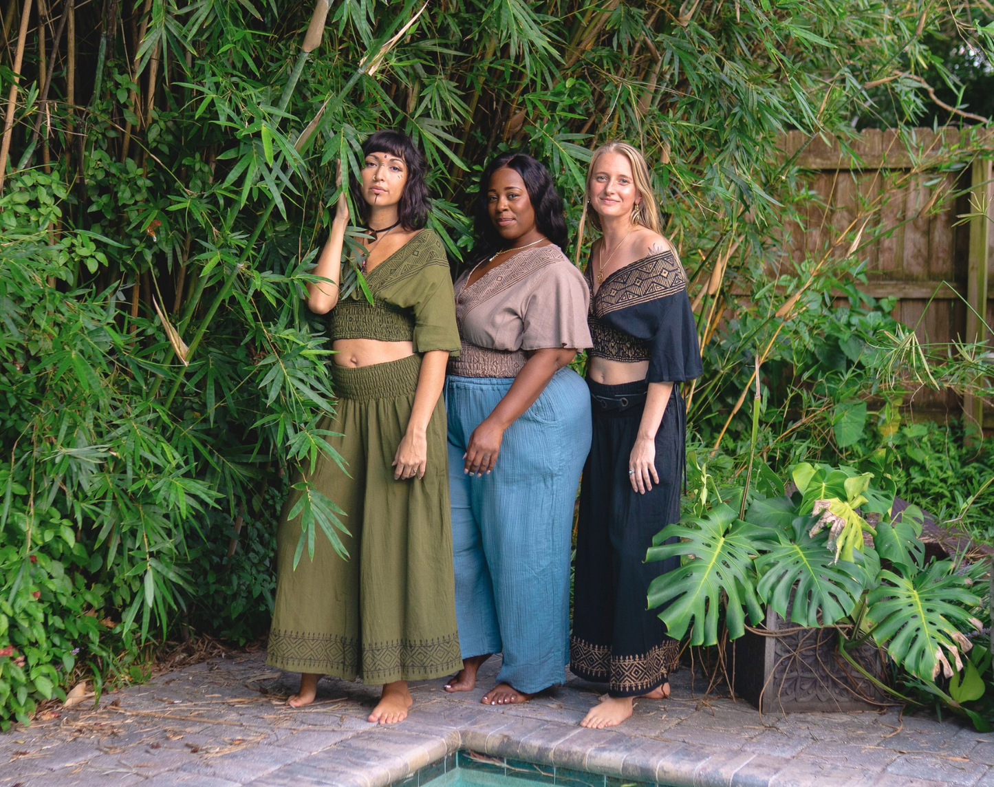 Desert Rose Block Print Wide Leg Pants