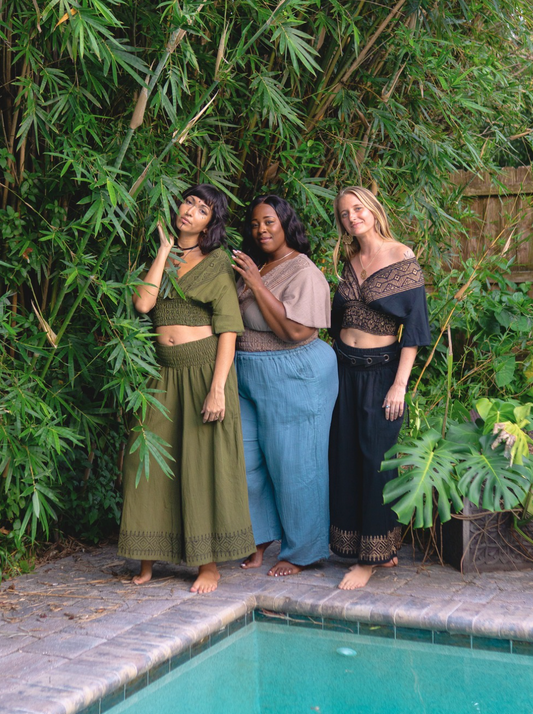 Desert Rose Block Print Wide Leg Pants