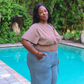 Desert Rose Block Print Flared Crop Top